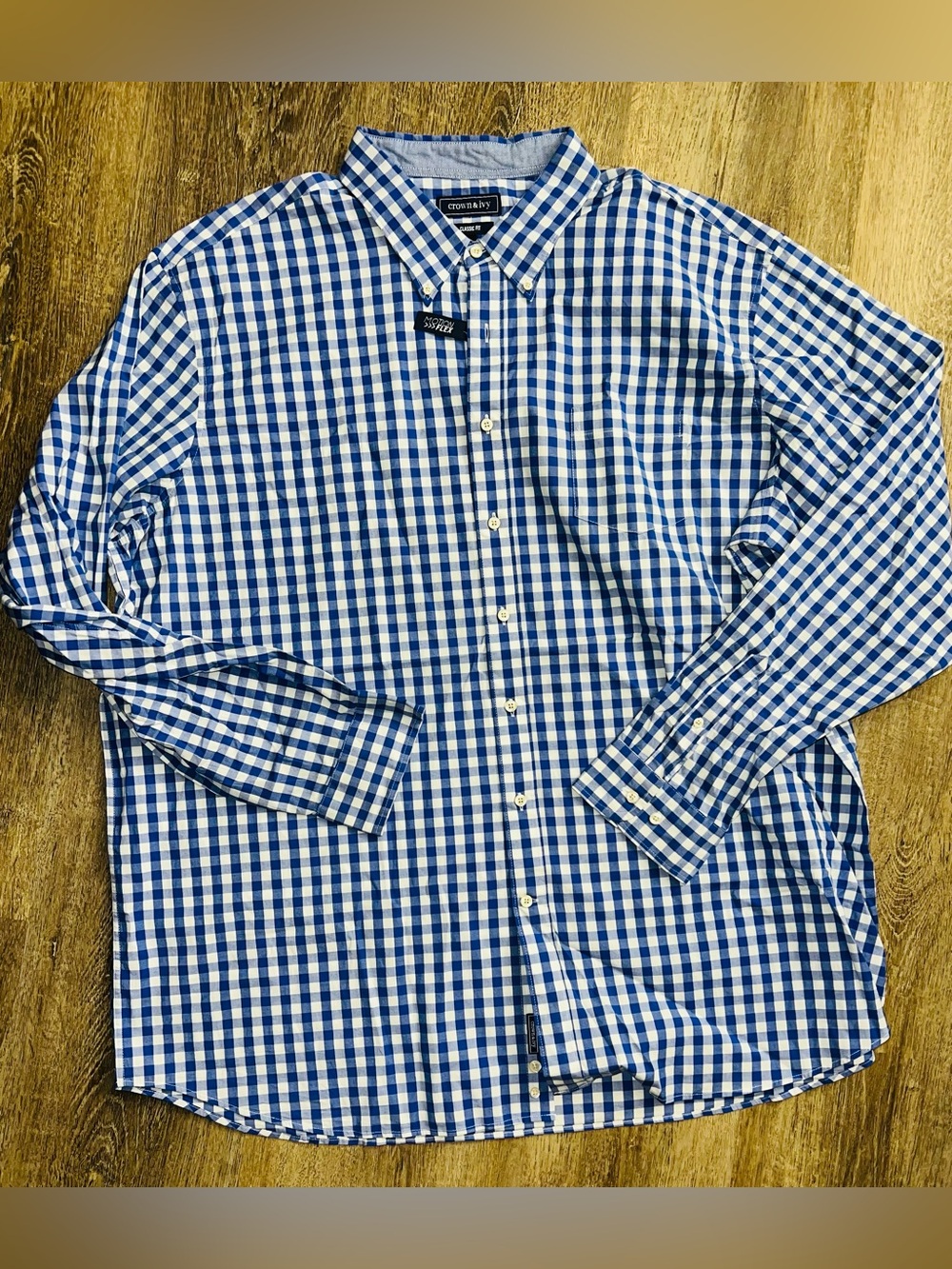 Crown and Ivy Royal Blue Gingham Button-Down Shirt - Men's